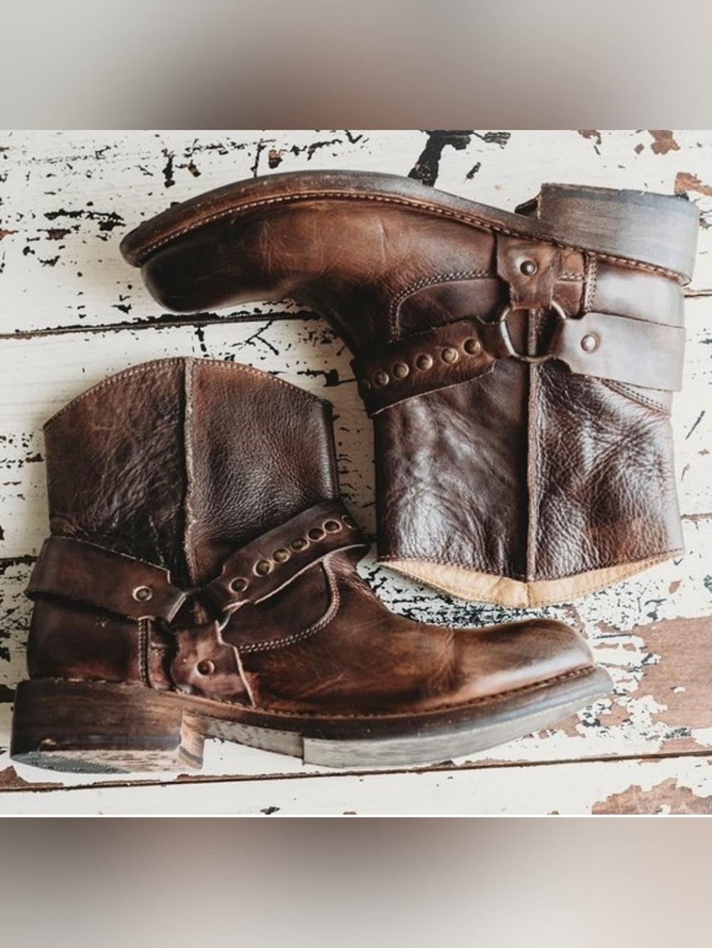 Bed Stu Exeter Short boots women's 7 Leather Harness Ankle Cobbler bohemian Boho